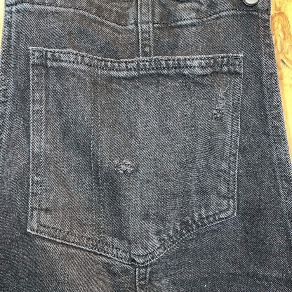 Old Navy OG Straight Black Wash Ripped Jean Overalls